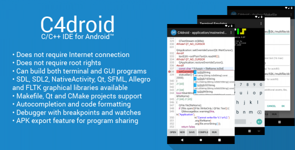 C4droid CC compiler IDE