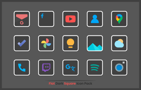 Flat Dark Square – Icon Pack 3.3 Apk for Android 1