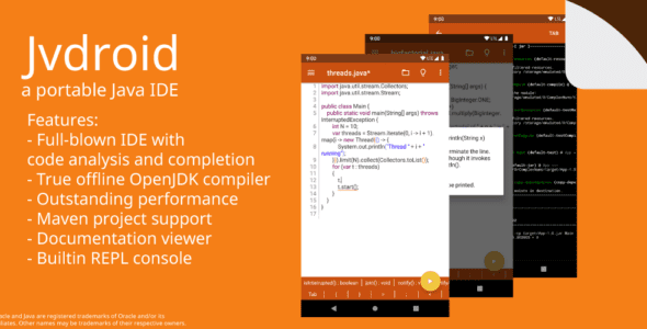 Jvdroid - IDE for Java 1.15 Apk for Android 1 jvdroid ide for java cover