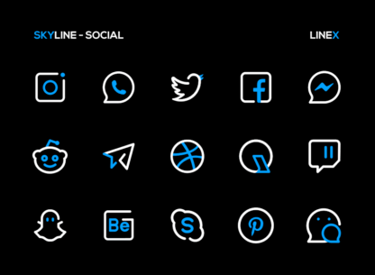 SkyLine Icon Pack : LineX Blue 5.7 Apk for Android 4